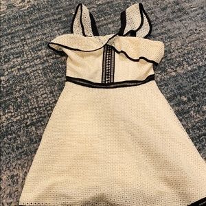Cream and Black Eyelet Dress